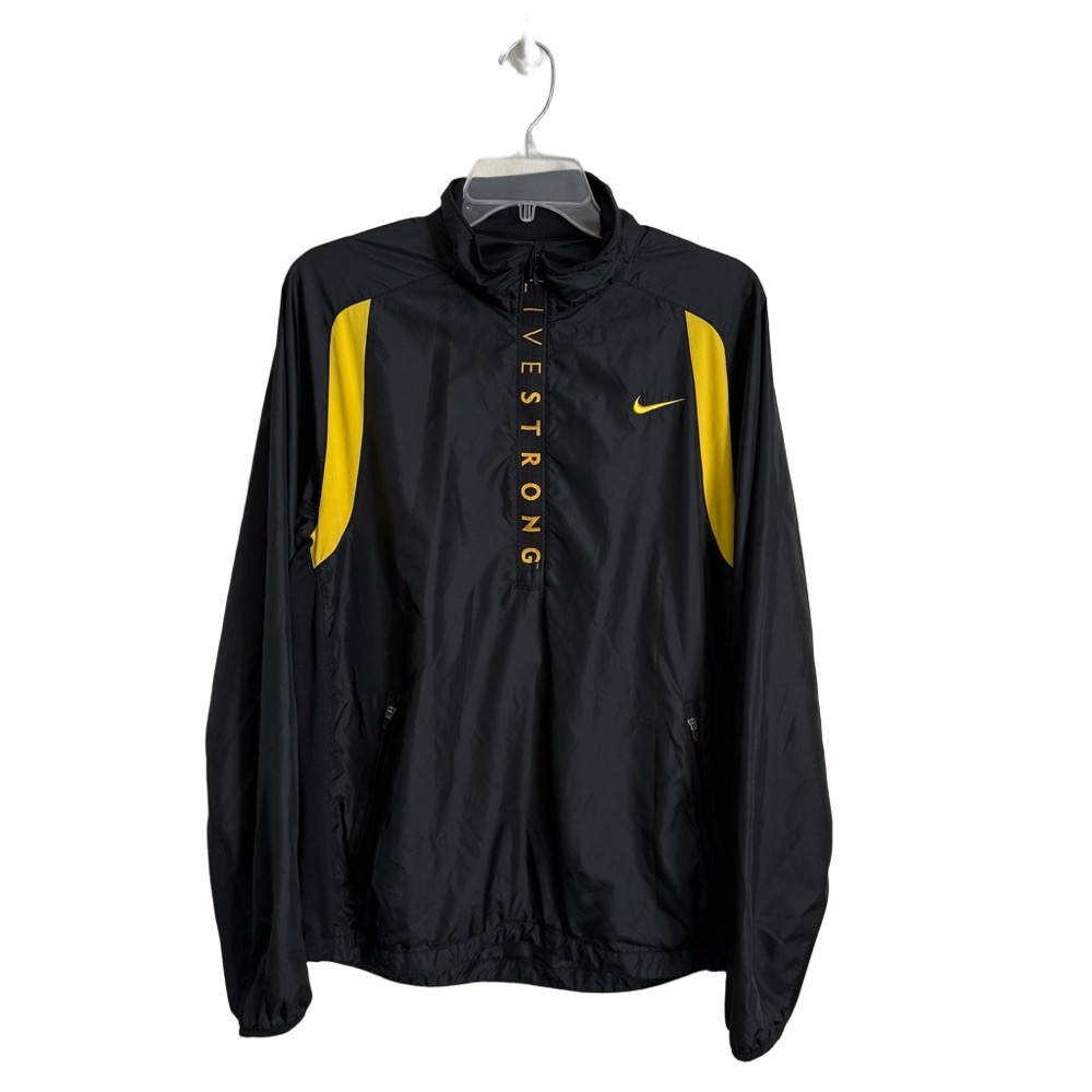 Y2K Nike Livestrong Black and Yellow Quarter Zip Pullover Windbreaker Jacket M
